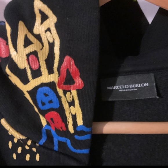 PERFECTMarcelo Burlon County Of Milan Kids TEEN motif print zip-up hoodie Sz 14 - Picture 9 of 10